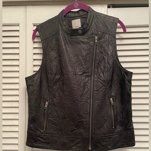 Halogen Black Leather Moto Style Vest